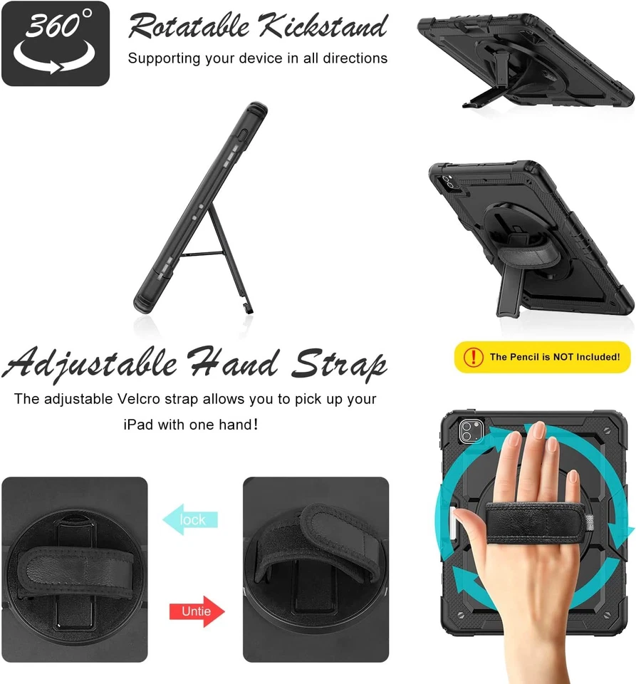 For iPad Pro 12.9" 6th/5th/4th/3rd Gen Case Shockproof Heavy Duty Rugged Cover - Image 3 of 4