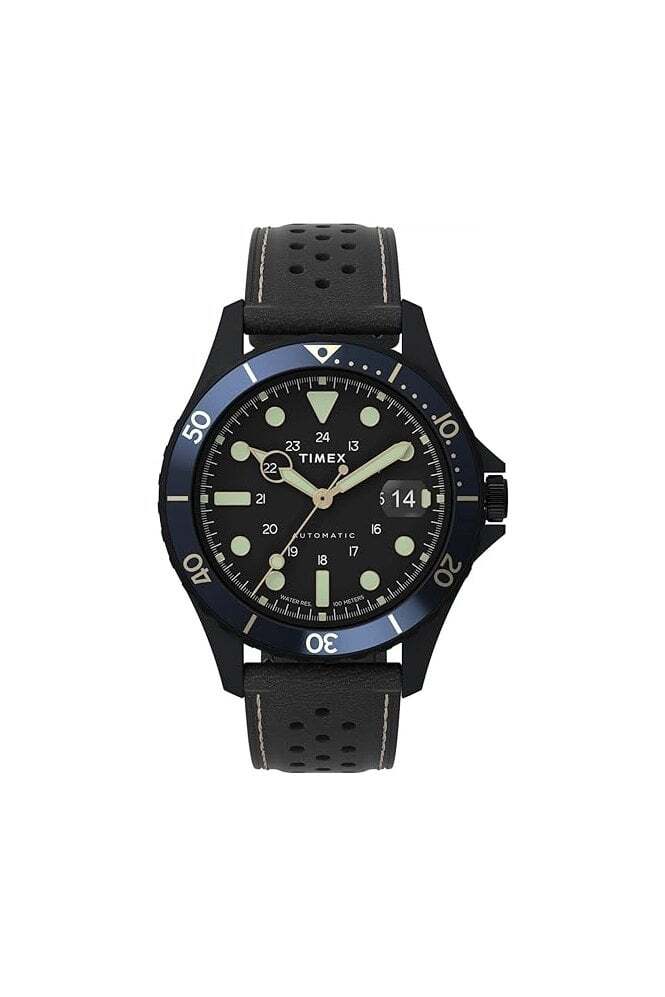 Timex da Uomo Navi Automatico Pelle Cinturino Orologio TW2V41400