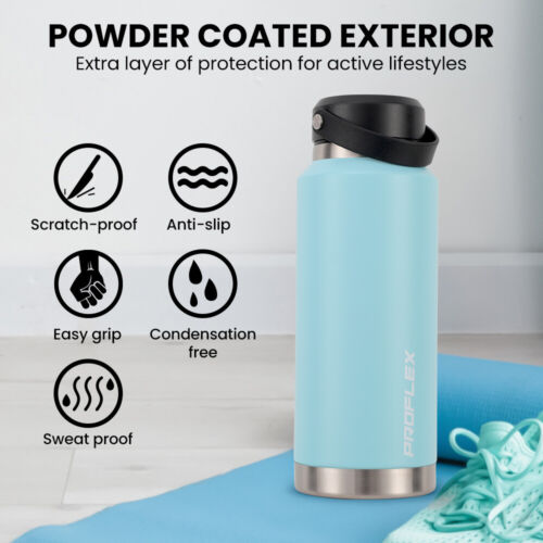PROFLEX 1L Double Wall Insulated Stainless Steel Water Bottle Drink Jug Seafoam - Picture 5 of 11