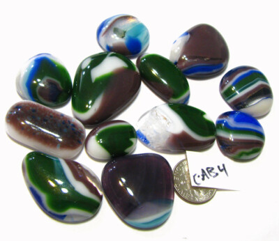 Artisan Made Handmade Fused Glass Cabochon MIXED COLORS  set of 11 WYSIWYG CAB4