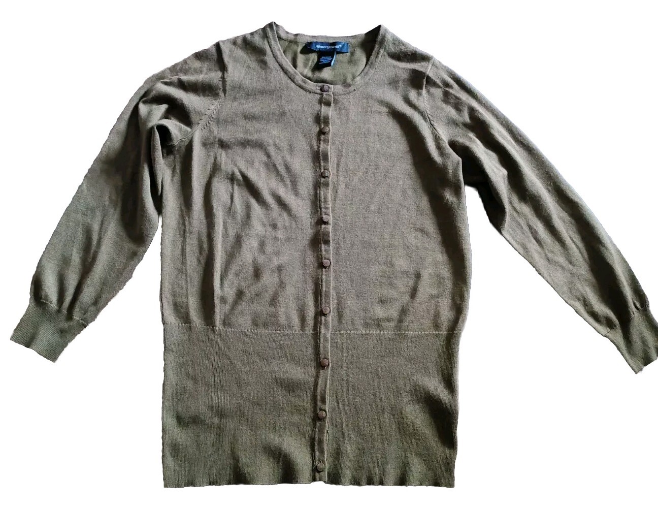 Ashley Stewart Long Cardigan Sweater Womens Size 10/12 Army Green Olive Soft
