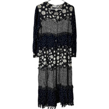 Vintage pattern mixed media textured boho maxi dress