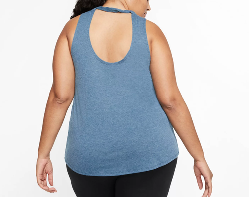 Nike Yoga Tank Womens Plus 1X Dri FIT Lightweight Twist Back Training Blue - Picture 4 of 4