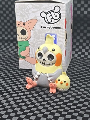 Furrybones Cheeky The Chicken Hen With Chick In Egg Skeleton Furry Bone Figurine