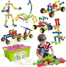 STEM Building Toys 180 pcs Educational Learning Toys  with Large Storage Box