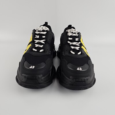 BALENCIAGA Triple S Tape Type $1250 Men's Black/Yellow Sneakers
