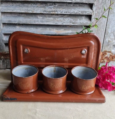ANCIEN PORTE SAVON EMAILLEE MARRON - Photo 1/4