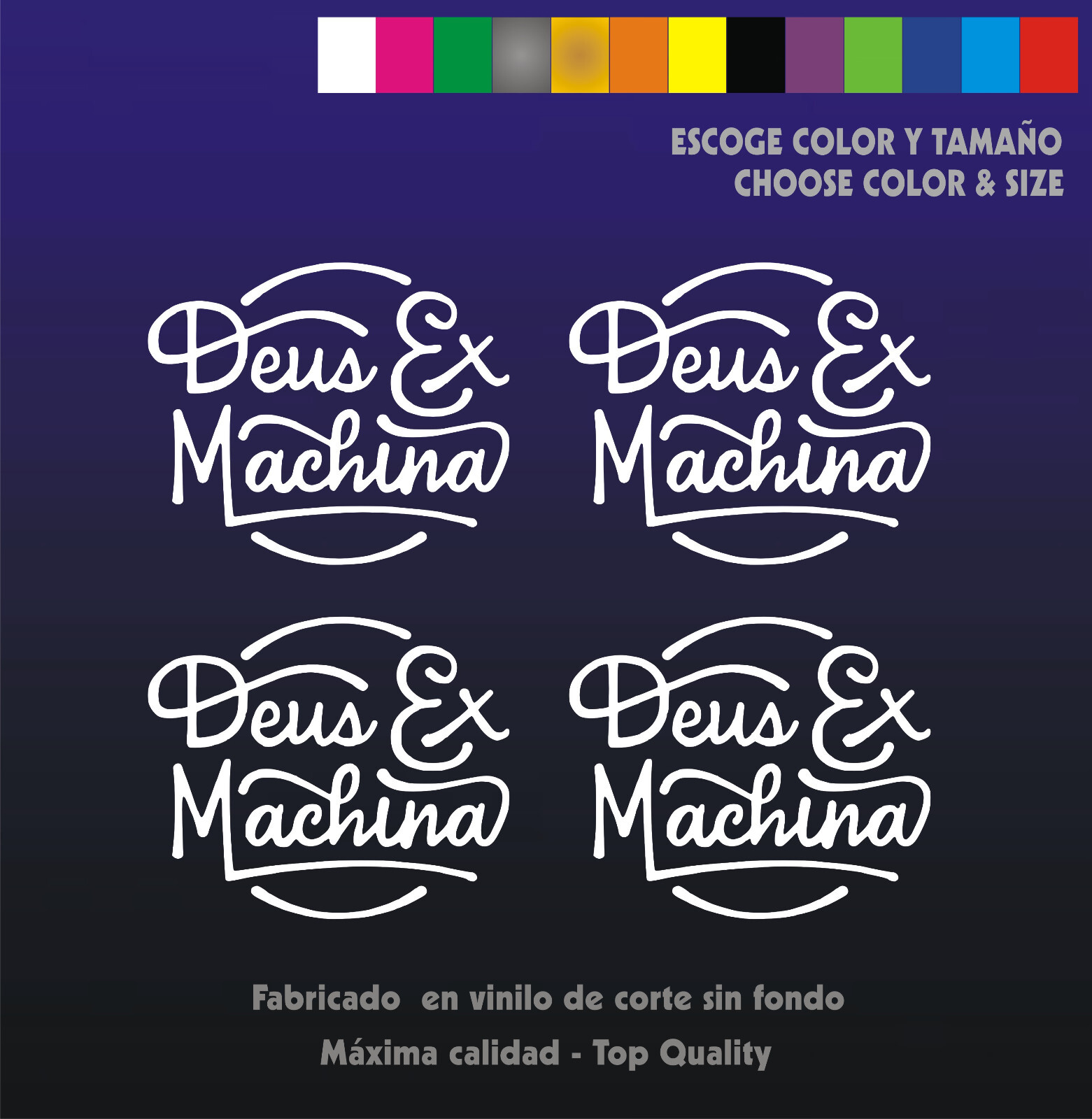 4 x Sticker Vinilo - DEUS EX MACHINA - Pegatina Vinyl DESING - Moto - Custom