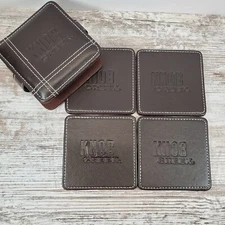 Knob Creek Leatherette Coasters Set of 4 w/ Holder Brown Whiskey Bourbon Barware