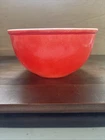 fire King Red/Orange With White Oven Ware Bowl.  Few Blemishes. NO RESERVE.