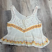 Free People Lace Floral Corset Cami  Boho Cottagecore Top  Size 6