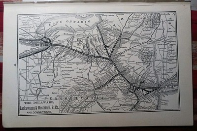 ~1904 Vintage Railway Map LACKAWANNA & WESTERN RAILROAD All Routes & Stations 
