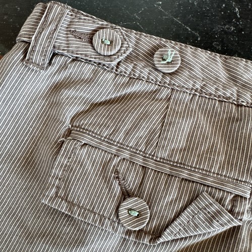 Old Navy cuffed pleated striped dark khaki shorts low rise Sz 1 - Picture 6 of 8