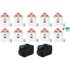  10 Rockville RockWedge LED White RGBWA UV Rechargeable Wireless DMX Lights Bag