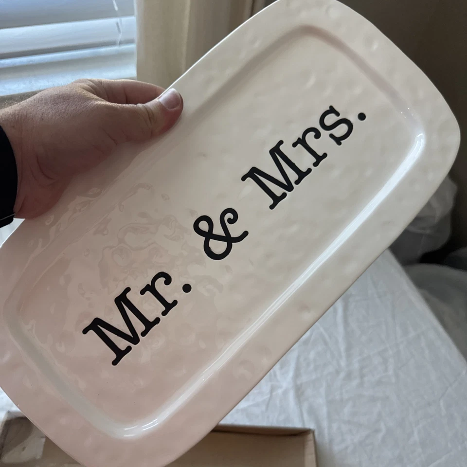 New In Box! Mud Pie Mr And Mrs Serving Tray, wedding Gift, newlywed, 163 - Image 4 of 4