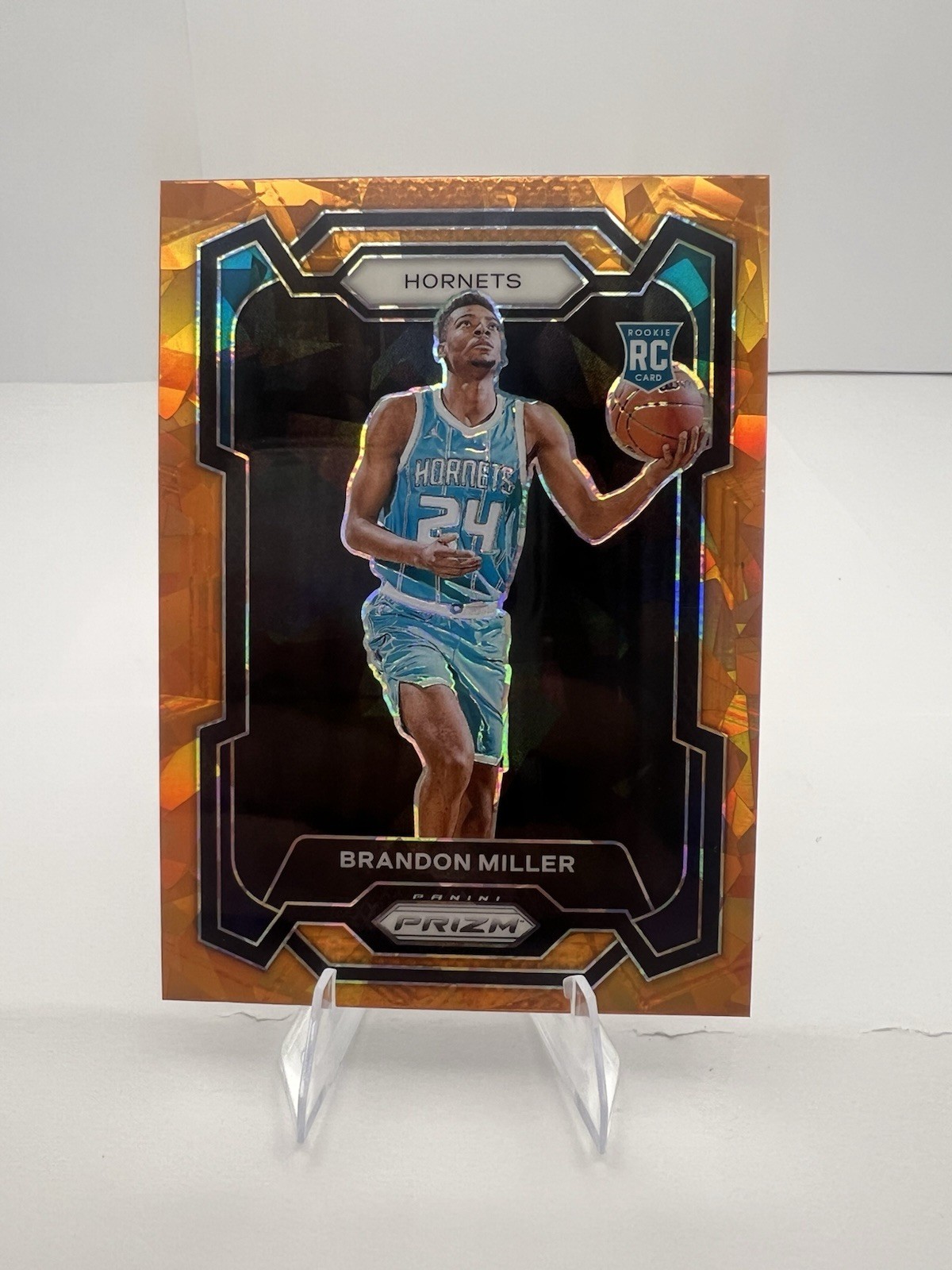 Brandon Miller 2023-24 Panini Prizm Orange Cracked Ice Prizm RC #152