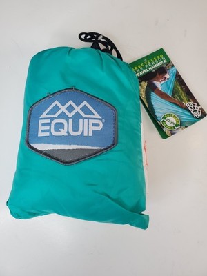 Equip One Person Nylon Portable Camping Travel Hammock Aqua Green w/ Hanging Kit