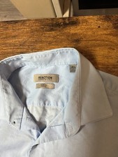 Kenneth Cole Reaction Men  s Slim Fit Stretch Dress Shirt Blue Size 16 32-33