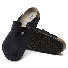 BIRKENSTOCK Boston Soft Footbed Suede Leather Black