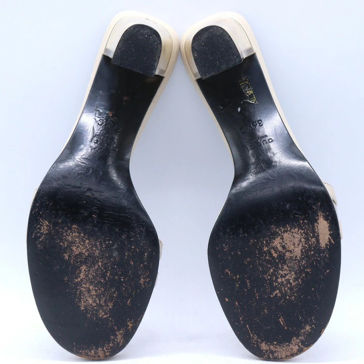 GUCCI Mule Sandals High Heel Brand Shoes Made in Italy Women's Size 36.5 Ivory G thumbnail 5