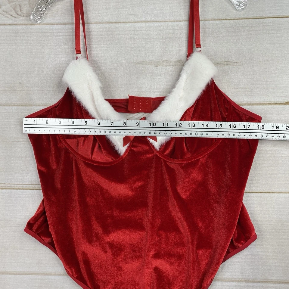 Body AvidLove Talla 20W Rojo Sra. Santa Claus Imitación Piel Lazo Terciopelo Top Navidad Foto 4 de 4