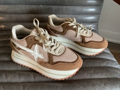 W6YZ Deva Sneakers 5.5.men 7 Women White/ Beige Technical Fabric / Suede