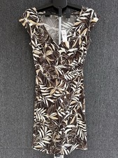 Ann Taylor Loft Women Dress brown Print Wrap Sz 8 NWT Short Sleeve