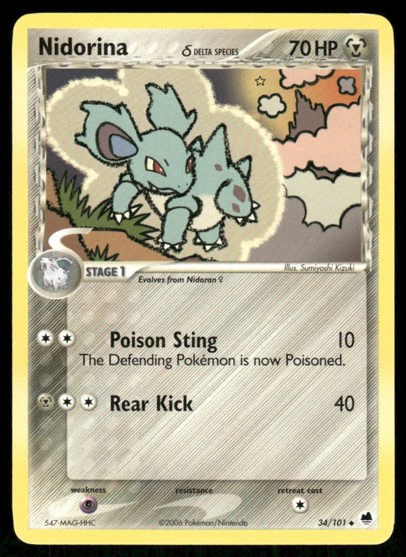 Pokemon Tcg Nidorina #34 Pokemon Dragon Frontiers LP