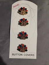 Peacock Button Covers Melodee Set Of 4 New