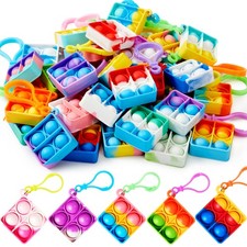 JOYIN Square Pop Fidget Keychain 30 Pack Toys Small, Multicolor