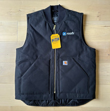 Carhartt Mens L Firm Duck Insulated Rib Collar Vest Relaxed Fit Black