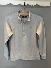 Vineyard Vines Light Gray Kids Quarter ZIP Pullover Sz M