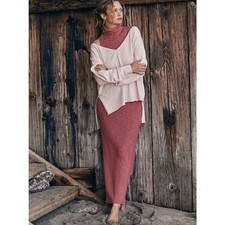 Free People Beach Solari Ribbed Mock Neck Maxi Dress Women’s XS Pink Linen Blend