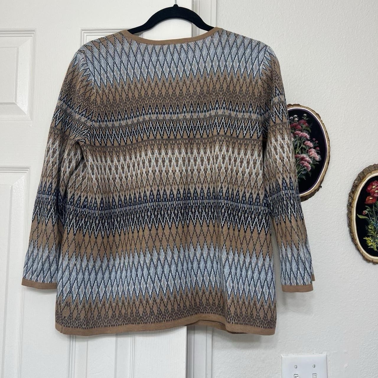 Pendleton Brown Blue Tan Argyle Pattern Cardigan … - image 4