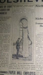JUNE 28, 1918 NEWSPAPER PAGE #1607- EDDIE RICKENBACKER ESCAPES AVIATION BATTLE 