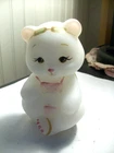 FENTON satin glass 3 1/2" bear BEACH BABIES COLLECTION hand pnt'd signed Cutshaw