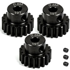 3-Pack Steel Metal 0.8M 5mm Pinion Motor Gear Sets 19T for 1/8 1/10 RC Car