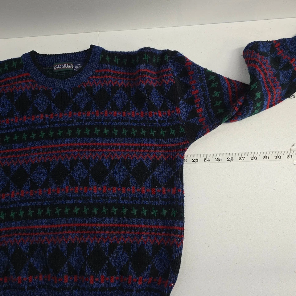 VTG Editions by Van Heusen Vintage Sweater Mens Medium Geometric Knitwear - Image 3 of 4