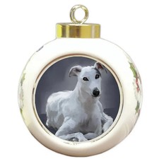 American Greyhound Dog Round Ball Christmas Ornament