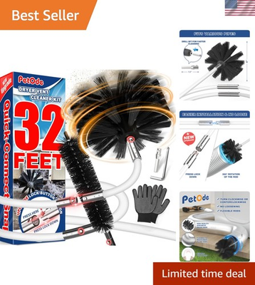#ad 32 Feet Dryer Vent Cleaner Kit Enhanced Flexible Quick Snap Brush with Drill... $33.59