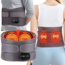 Lumbar Massager, Heated Waist Belt Wrap, Lower Back Massager with Heat Vibration