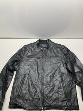 Black Rivet Leather Moto Style Jacket Men s Large Black