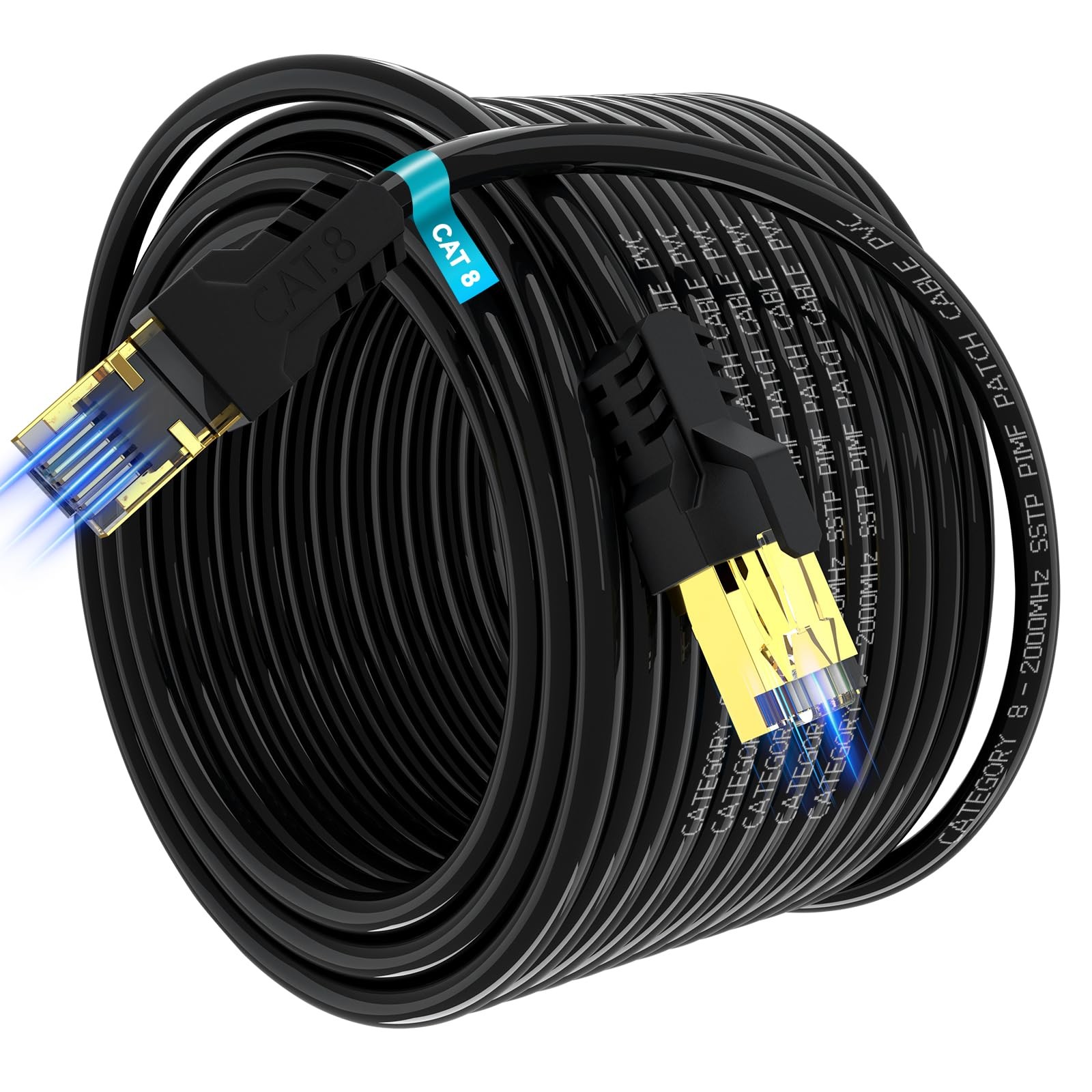 Cat 8 Ethernet Cable 75ft,High Speed 40Gbps,2000Mhz,26AWG,Gold Plated RJ45 Co...