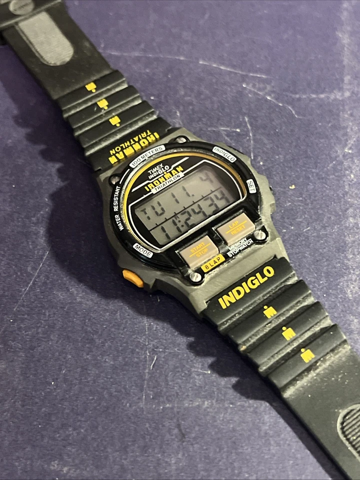 Reloj Timex Ironman Triatlón 8 Vueltas Indiglo 7.5" MUÑECA De Colección Principios de la década de 1990 para Hombres Foto 2 de 4