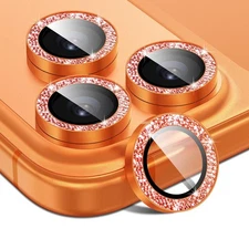 For iPhone 16 15 17Pro Max Bling Glitter HD Tempered Glass Camera Lens Protector