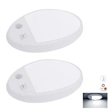 Facon 2Pack 12V Ceiling Dome Light with PIR & 3-Way Switch for RV, Camper, Boat