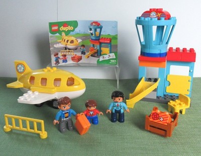 Lego DUPLO Airport 10871 Complete Playset with Plane Pilot ATC Tower Cargo Crate