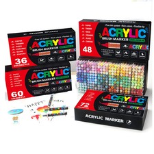 12-72 Colors Acrylic Paint Markers Pens Soft Brush Tip Acrylic Paint Pens Marker