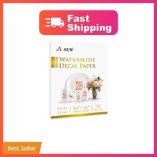 A-SUB Waterslide Decal Paper for Inkjet Printer, Clear 20 Sheets  8.5x11 Inc...
