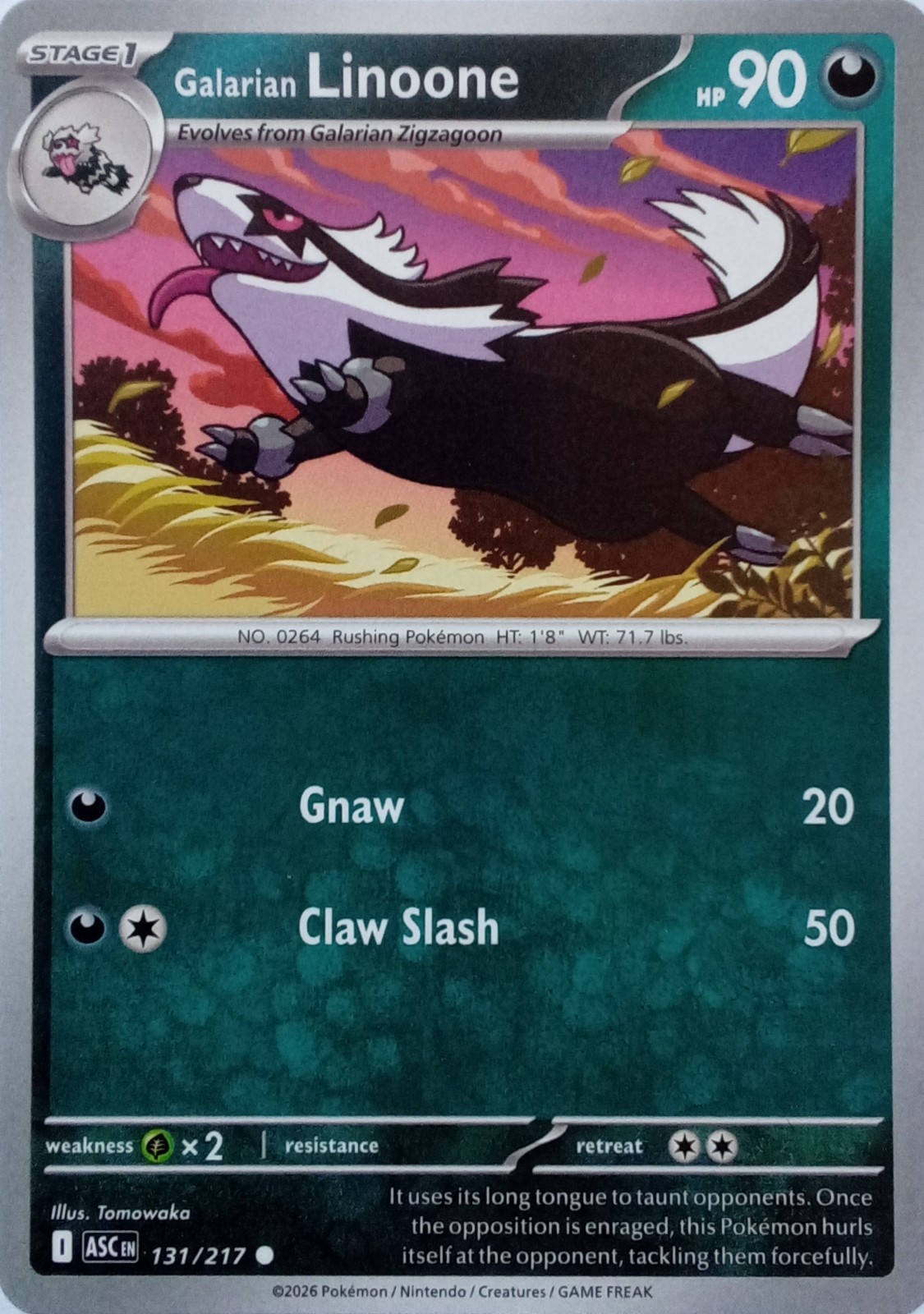 131/217 GALARIAN LINOONE | COMMON | ASCENDED HEROES POKEMON CARD